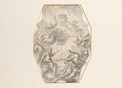 Visione dei quattro Evangelisti, matita, penna e inchiostro bruno acquerellato su carta