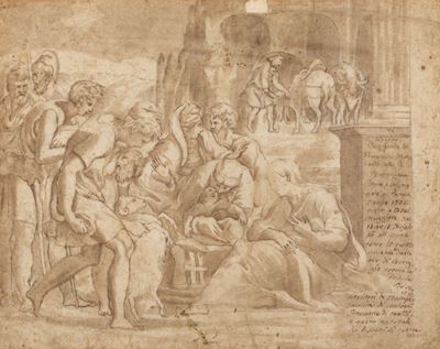 Parmigianino, Adorazione dei pastori - Matita, penna e inchiostro bruno, acquerello su carta