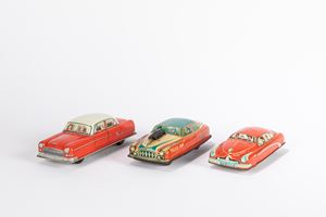 3 cars Lithographed tin