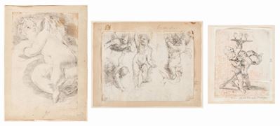 Scuola Bolognese, Putto; Scuola Emiliana, Studio di putti; Guido Reni, Tre putti con vassoio