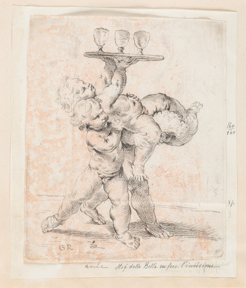 Scuola Bolognese, Putto; Scuola Emiliana, Studio di putti; Guido Reni, Tre putti con vassoio