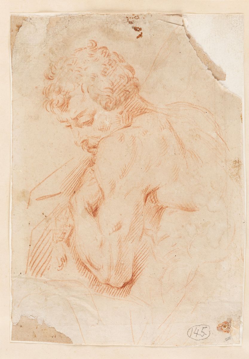 Scuola emiliana, Lotto composto da tre disegni a matita rossa, secoli XVII - XVIII