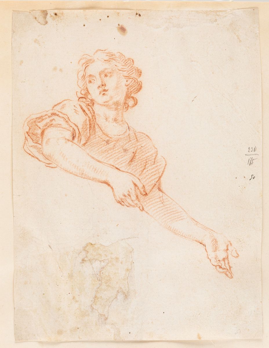 Scuola emiliana, Lotto composto da tre disegni a matita rossa, secoli XVII - XVIII