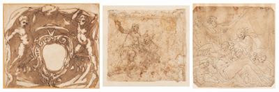 Fratelli Alberti, Studio per stemma cardinalizio con putti; Scuola dell'Italia settentrionale, Sc...