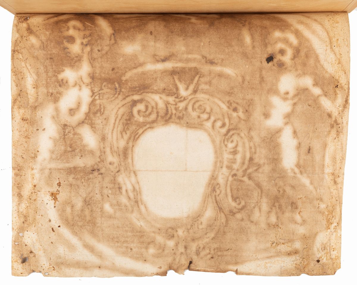 Fratelli Alberti, Studio per stemma cardinalizio con putti; Scuola dell'Italia settentrionale, Sc...