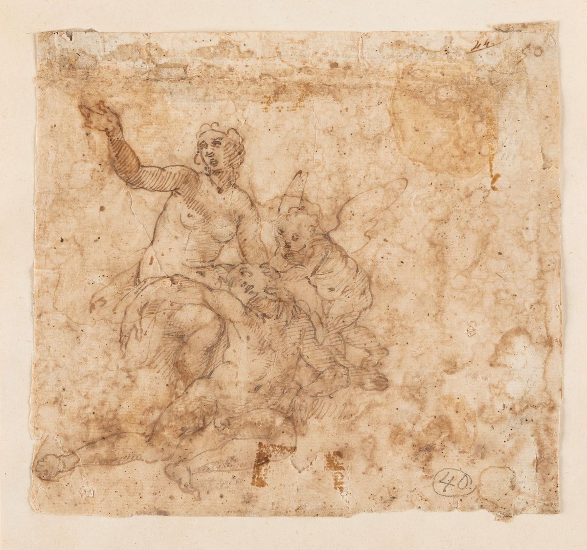 Fratelli Alberti, Studio per stemma cardinalizio con putti; Scuola dell'Italia settentrionale, Sc...
