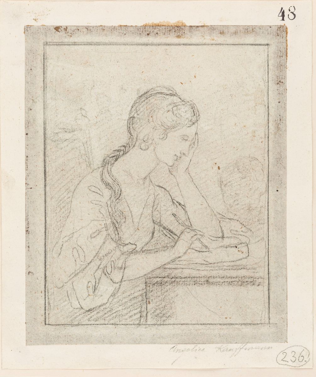 Scuola della fine del secolo XVIII - inizio secolo XIX, Lotto di due disegni: 'Profilo di figura ...