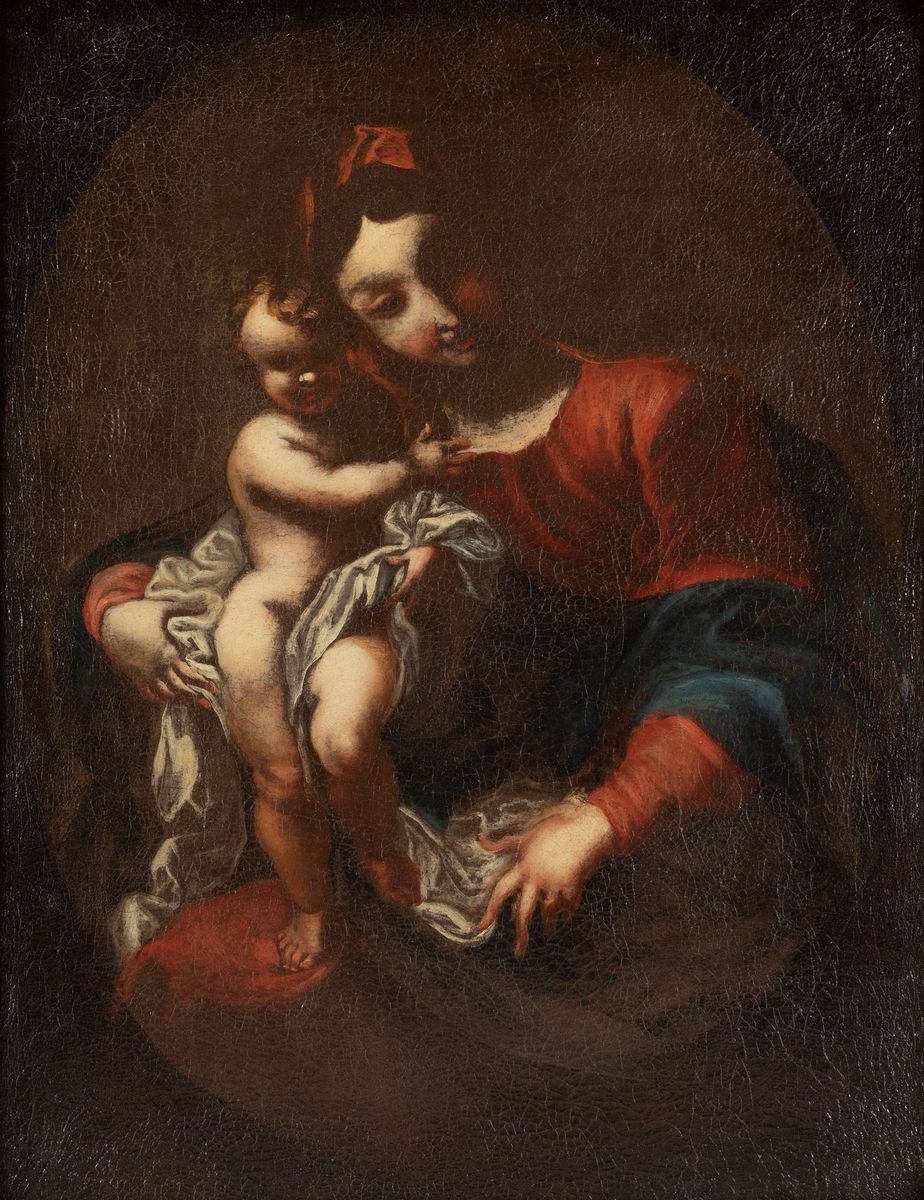 Bottega di Valerio Castello (genova, 1624 – 1659) - Valerio Castello, Madonna con Bambino, olio s...