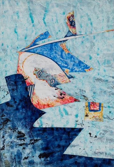 Piccolo pesce, tempera su carta intelata