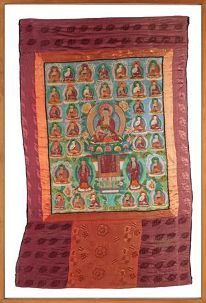 A Thangka depicting the thirty-five Confession Buddhas. China, late 19th century
