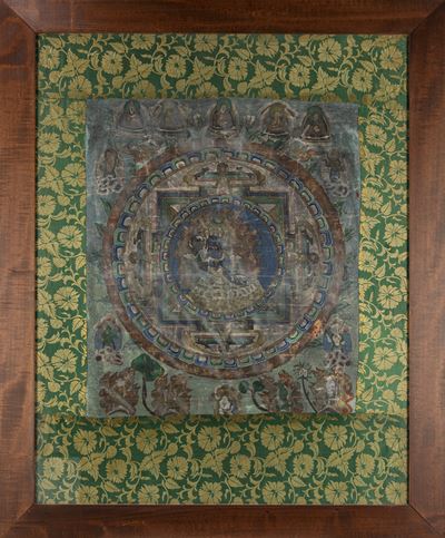 Thangka Centrato da Mandala con Mahakala Chaturbhuja. Cina/tibet, Fine Secolo XIX