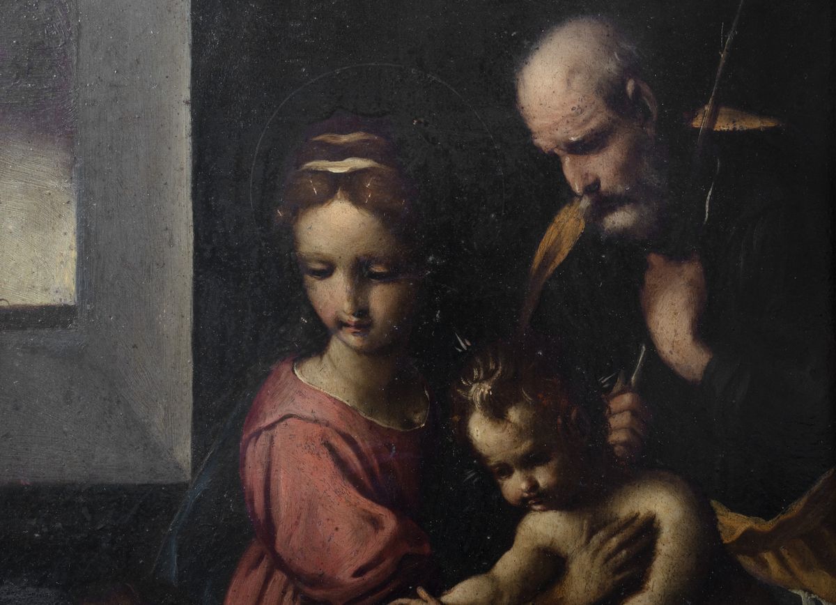 Scuola Toscana, Seconda Metà del Secolo XVI - Sacra Famiglia con San Giovannino, olio su tavola
