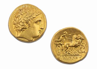 Filippo II di Macedonia, Statere in oro, 340-328 a.C.