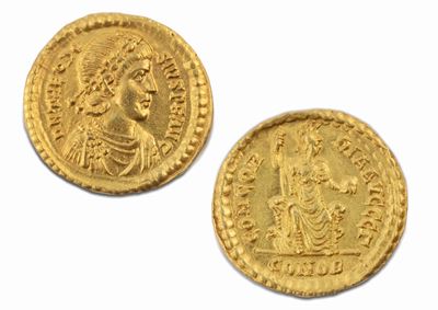 Teodosio I, Moneta d'oro con Concordia, 378-383 d.C.