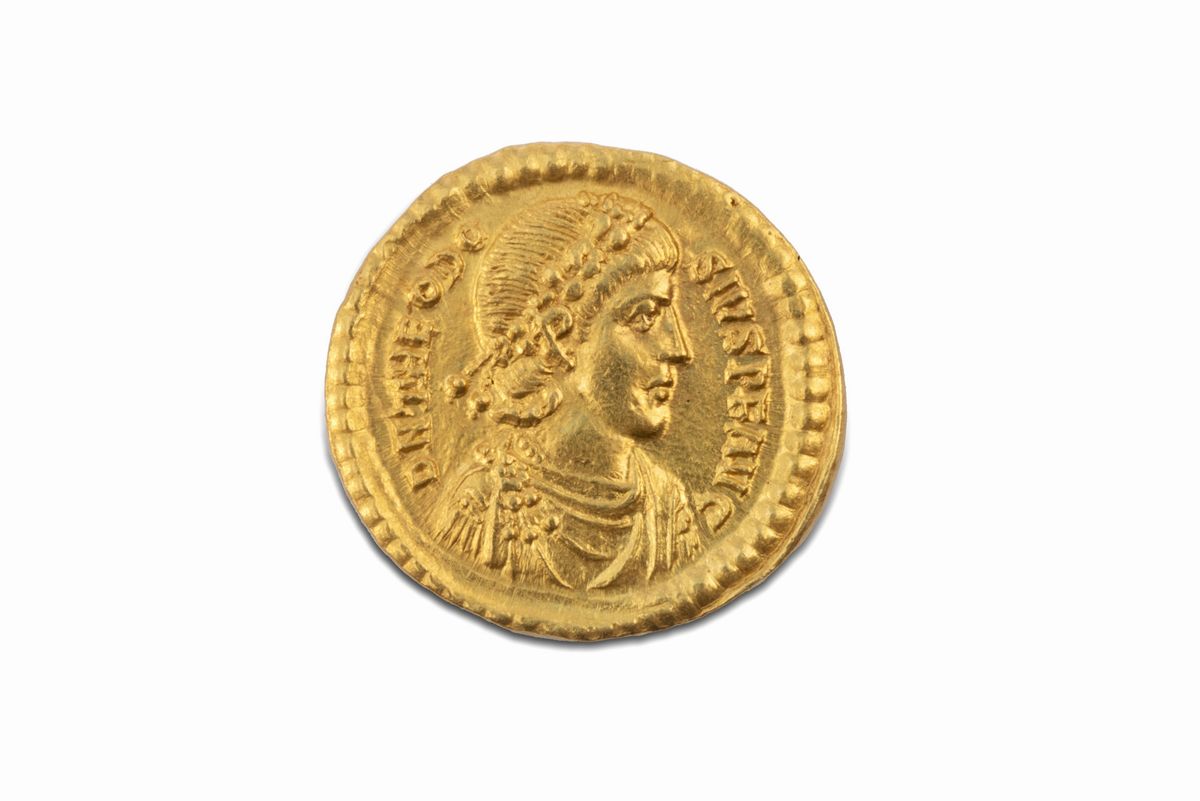 Impero Romano, Teodosio I, 379-395 D.C. - Teodosio I, Moneta d'oro con Concordia, 378-383 d.C.