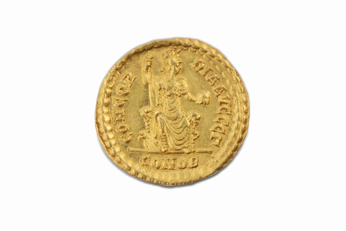 Impero Romano, Teodosio I, 379-395 D.C. - Teodosio I, Moneta d'oro con Concordia, 378-383 d.C.