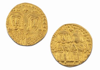 Impero Bizantino, Moneta di Leone IV e Costantino VI, 775-780 d.C., oro