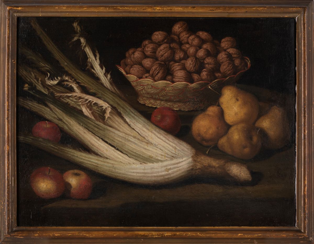 Scuola Lombarda, Fine del Secolo XVII - Inizi del Secolo XVIII - Natura morta con pere, mele, ces...