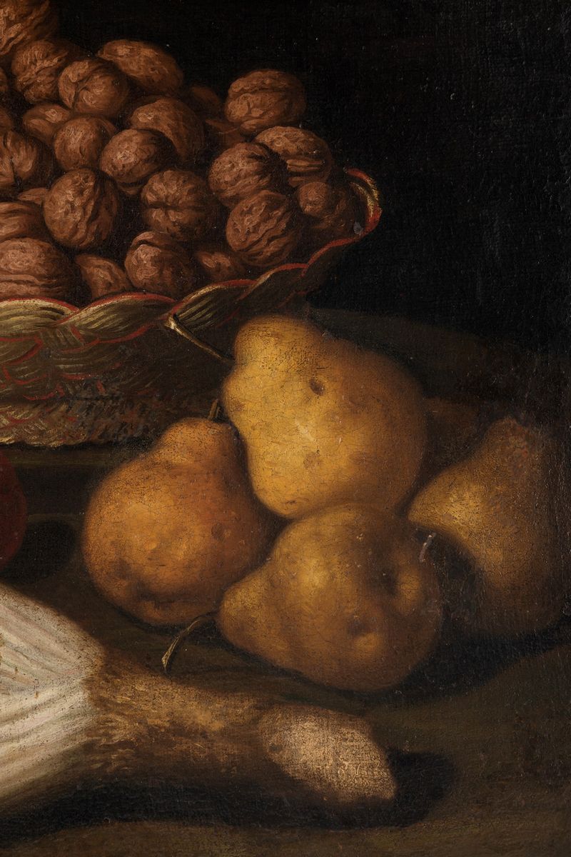Scuola Lombarda, Fine del Secolo XVII - Inizi del Secolo XVIII - Natura morta con pere, mele, ces...