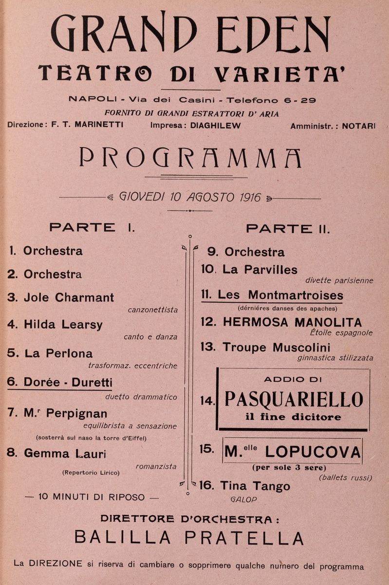 Francesco Cangiullo - Caffè concerto. Alfabeto a sorpresa, 1919, edizione originale