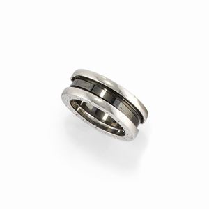 A 18k white gold and black ceramic ring, Bulgari, B.zero1
