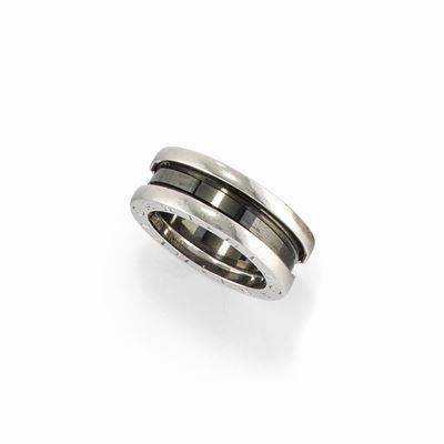 Anello B.zero1, oro bianco 18k e ceramica nera