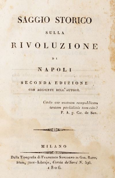 Saggio storico sulla rivoluzione di Napoli, seconda edizione