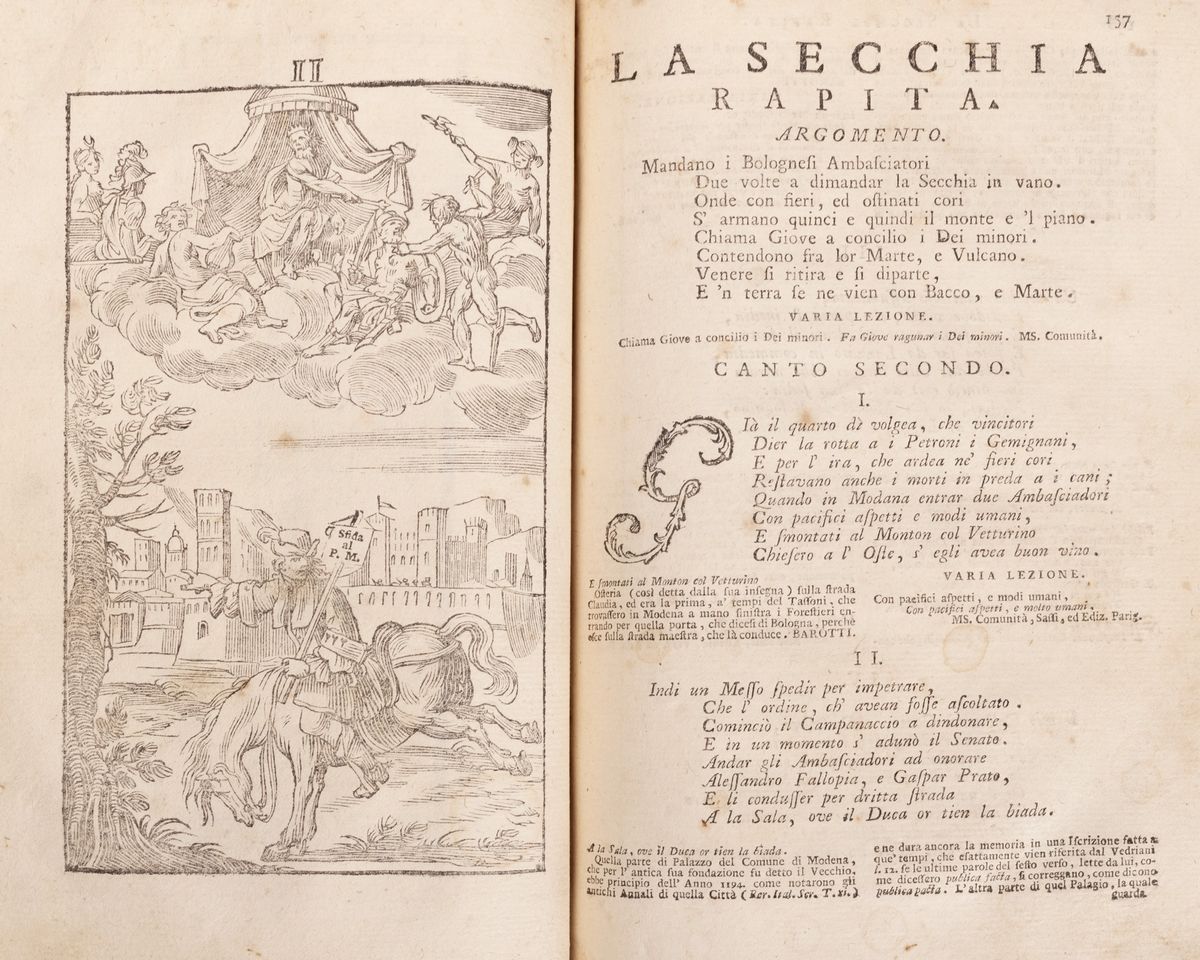 Alessandro Tassoni - La Secchia rapita. Poema eroicomico, edizione del 1744 in legno