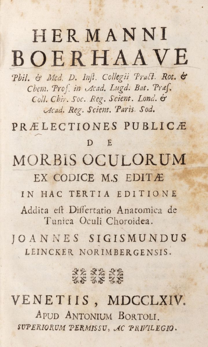 Herman Boerhaave - Praelectiones publicae de morbis oculorum, 1764