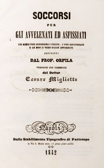 Mathieu Joseph Bonaventure Orfila, Soccorsi per gli avvelenati ed asfissiati - 1842
