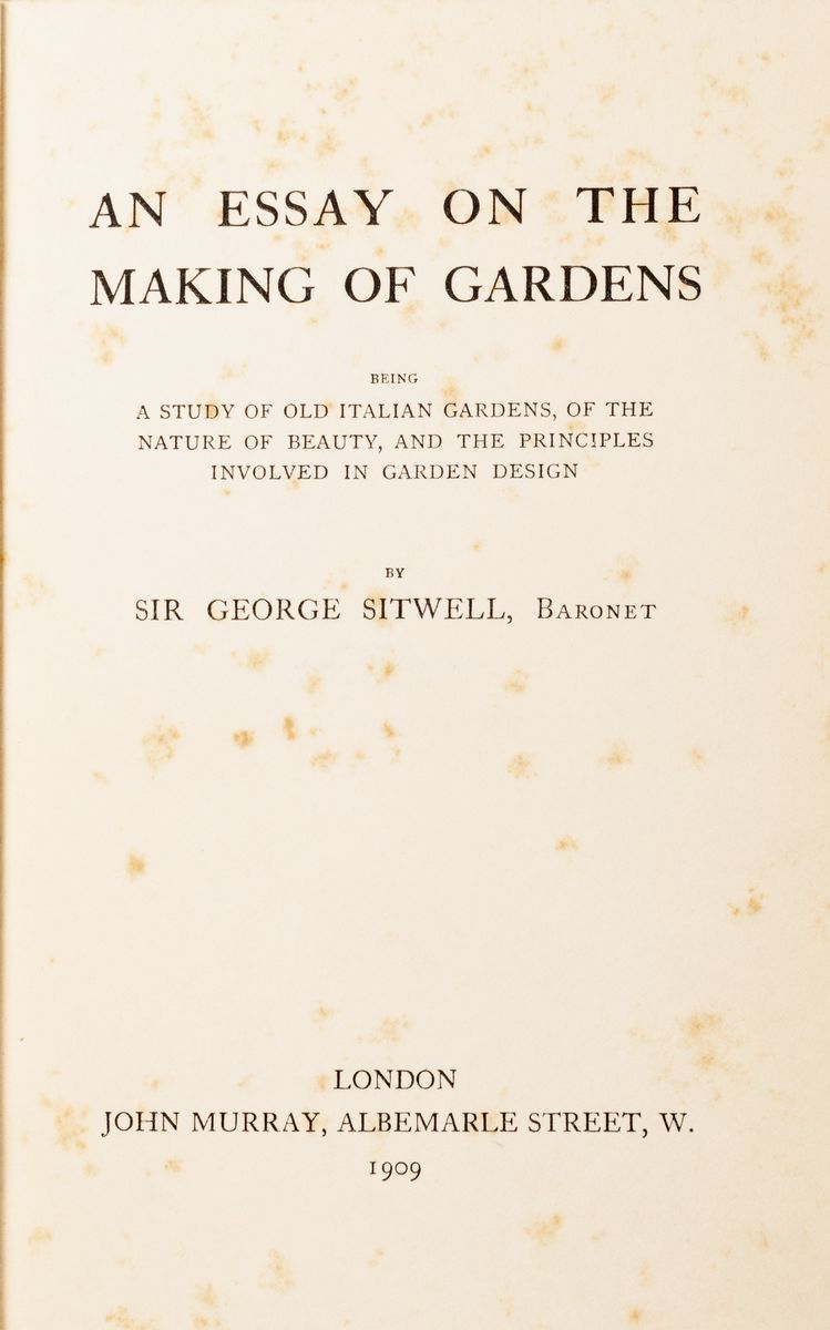George Sitwell - An essay on the making of gardens. Studio sui giardini italiani, 1909