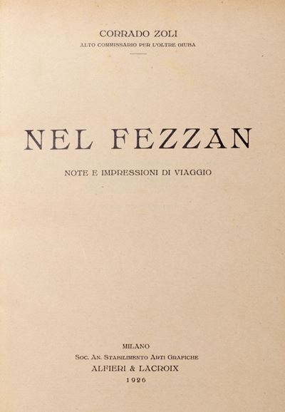 Nel Fezzan. Note e impressioni di viaggio, 1926