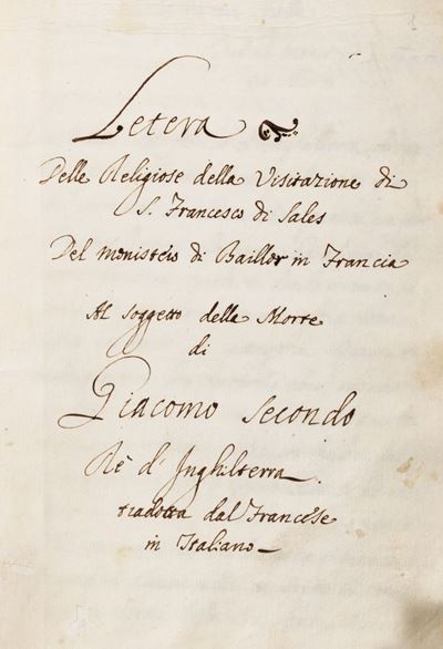 Lettera religiosa della Visitazione di San Francesco di Sales, manoscritto del 1700