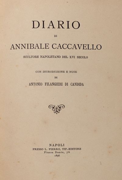 Diario di Annibale Caccavello, rarissima edizione del 1896