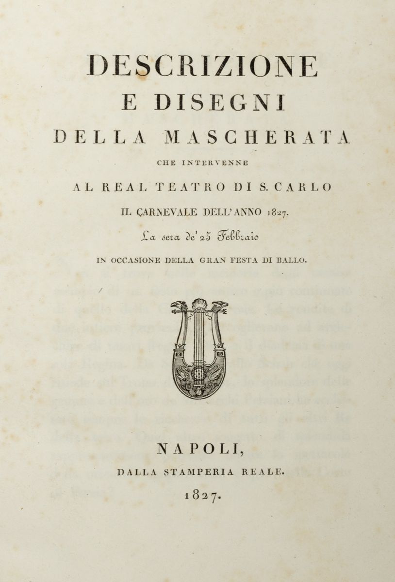Luigi Morghen, Descrizione e disegni della mascherata al Real Teatro di S. Carlo, 1827