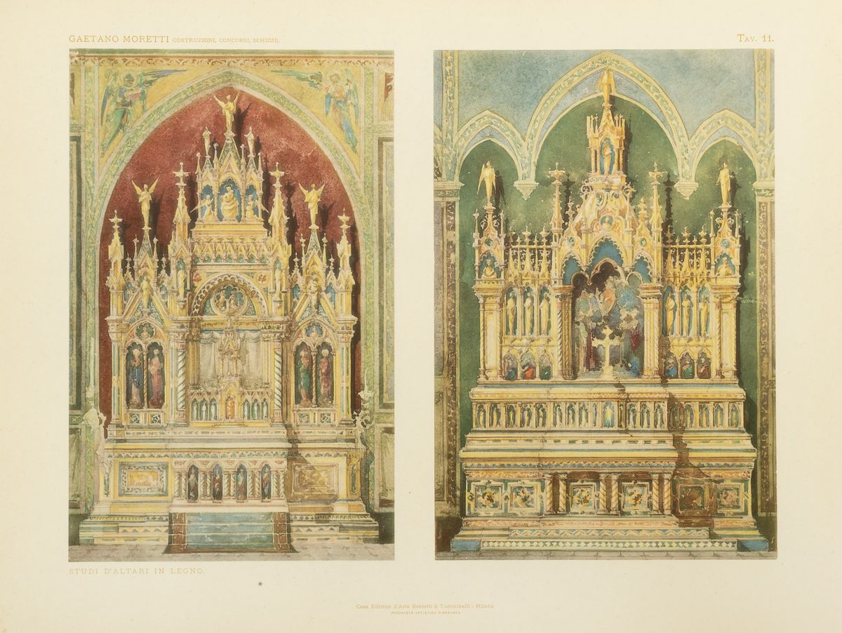 Gaetano Moretti - Costruzioni - Concorsi - Schizzi, 1922, Cartella editoriale con 60 tavole