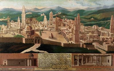 Autore sconosciuto, Veduta di Gerusalemme, olio su tela