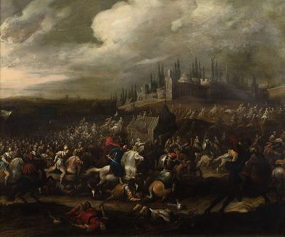 Filippo Napoletano, Scena di battaglia, olio su rame