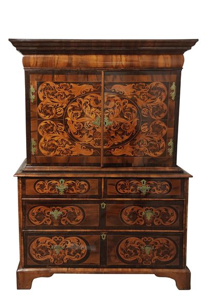 Secretaire a Due Corpi Intarsiato, Secoli XVIII-XIX