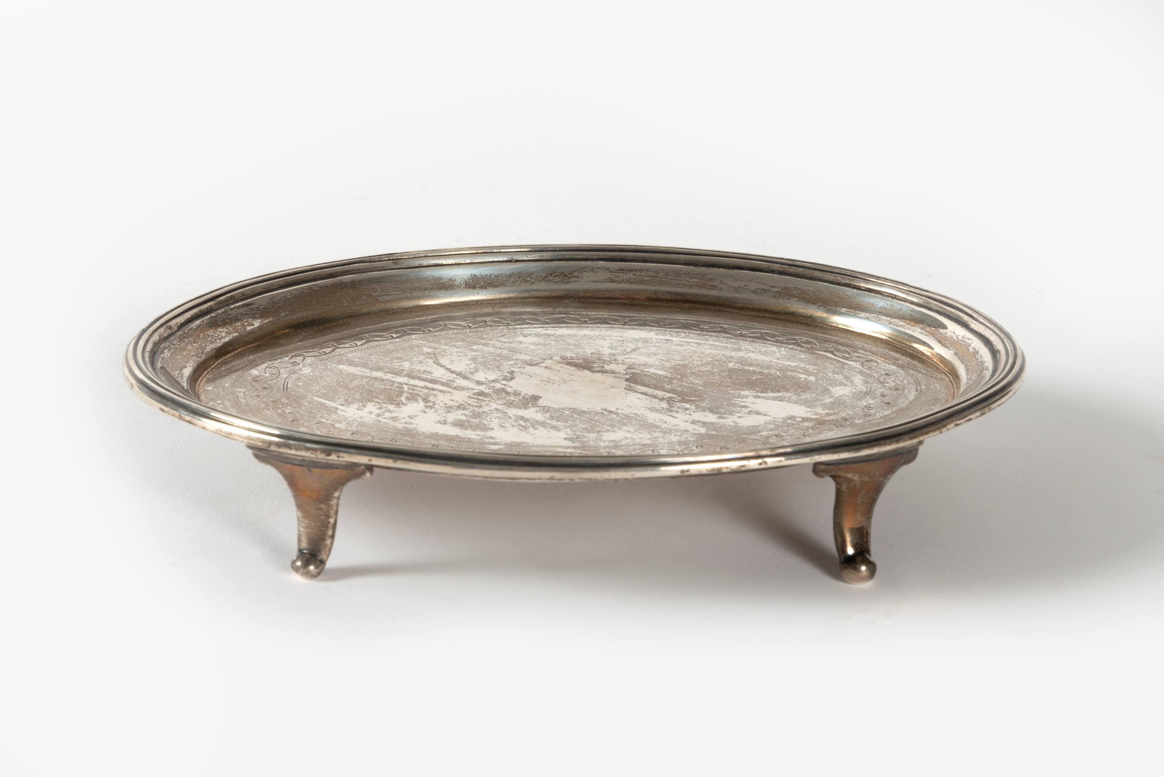 Piattino Salver in Argento, Londra, Inghilterra, Inizi Secolo XIX