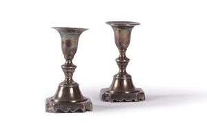 Coppia di porta candele in argento, Austria secolo XIX