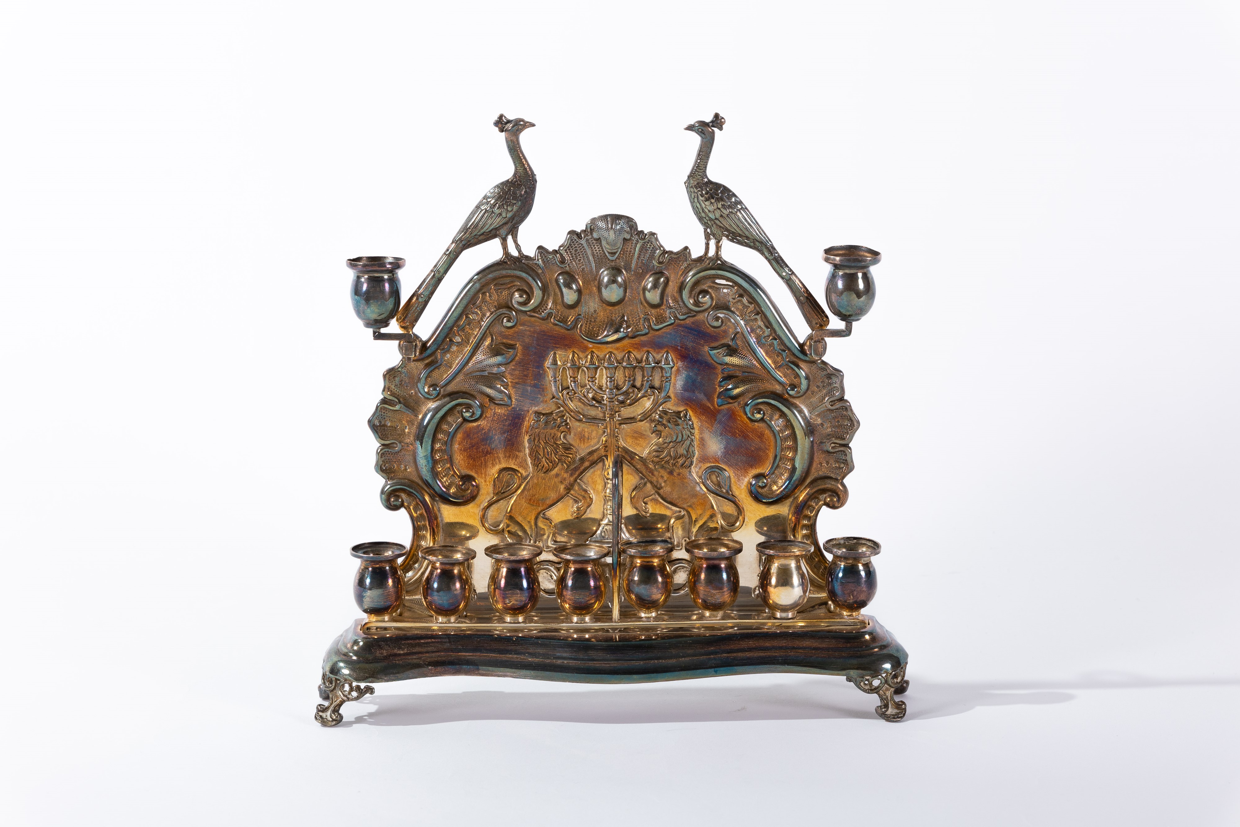 Lampada Hannukkah da Parete in Silver Plate, Polonia Seconda Metà del Secolo XIX