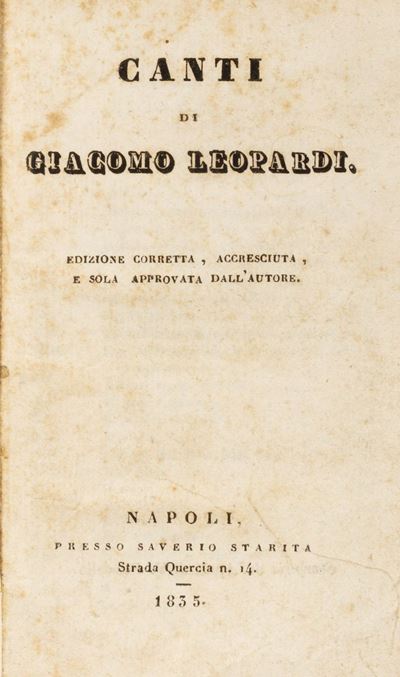 Canti - Edizione corretta e accresciuta del 1835
