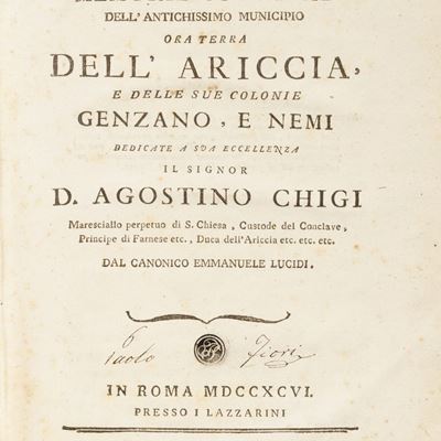 Lucidi, Memorie storiche dell'antichissimo municipio ora terra dell'Ariccia e delle sue colonie G...