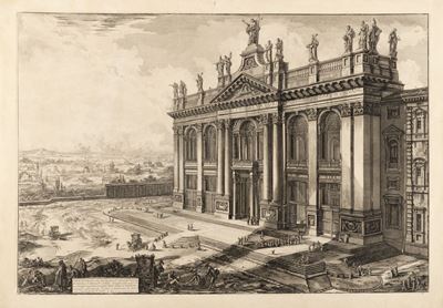 Veduta della Basilica di S. Giovanni Laterano, incisione all'acquaforte
