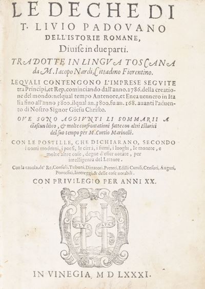 Cicerone, Le deche delle historie romane, parte prima