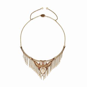 Collana con perle, rubini e diamanti