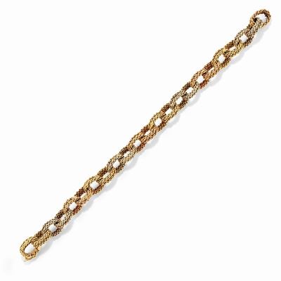 Bracciale in oro 18k, maglie ovali lavorate a tessuto