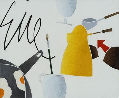 Natura morta con la parola fine, acrilico su tela, 1980