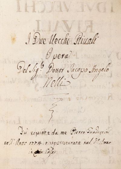I due vecchi rivali - Manoscritto del 1774